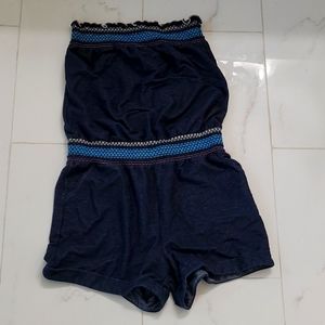 Stretch Strapless Blue Jean Romper